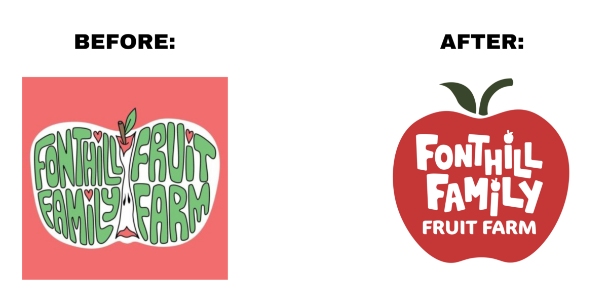 Fonthill Family Fruit Farm: Before and After logo refresh done by our Business and Commercialization Innovation Centre team.