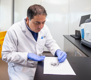 Alberto Hardt in our HESIC research lab, inspecting seeds