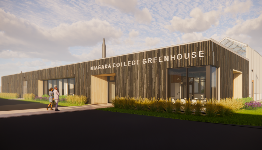 Niagara College’s next-generation greenhouse at the Daniel J. Patterson Campus in Niagara-on-the-Lake (rendering).