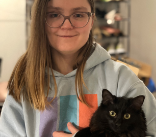 Ksenia Daich, pictured with her cat