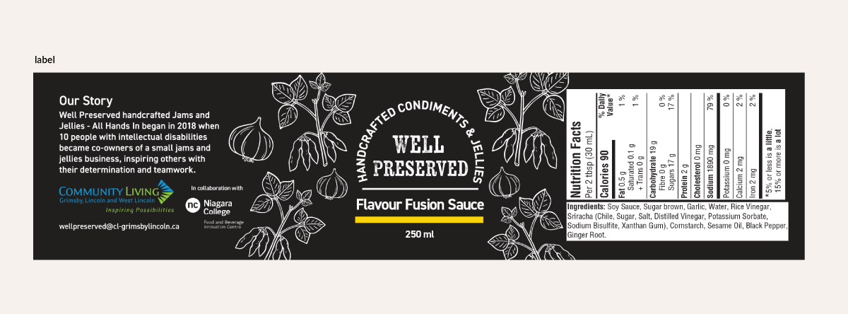 Well Preserved product label designed by the BCIC team