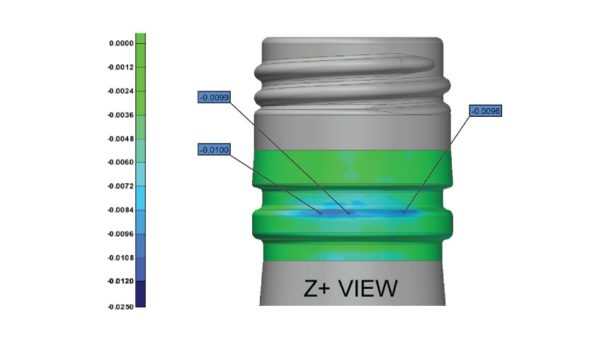 Detailed dimensional drawing of the wine bottle and screwcaps.